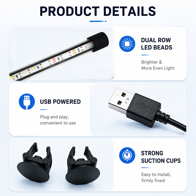 18-58cm USB Full Spectrum Aqua - đánh giá và giá Led Plant Light Strip